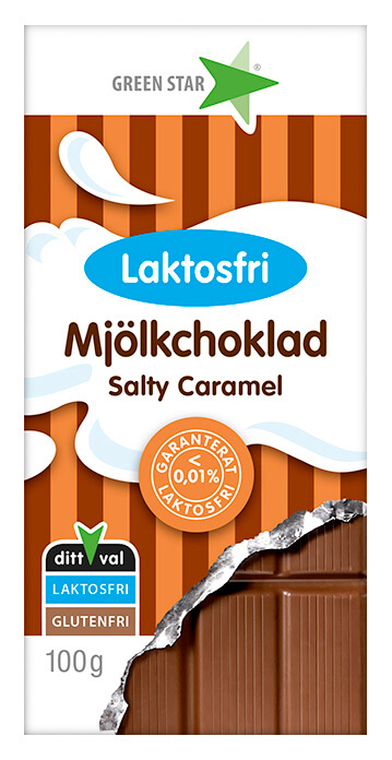 Green Star Mjölkchoklad Laktosfri Salty Caramel 100g