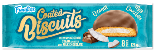 Fundiez Coated Biscuits Coconut 128g