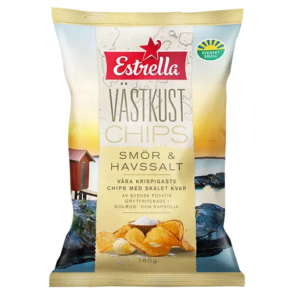 Estrella Västkustchips Smör Havssalt 180g(BF:2025-03-19)