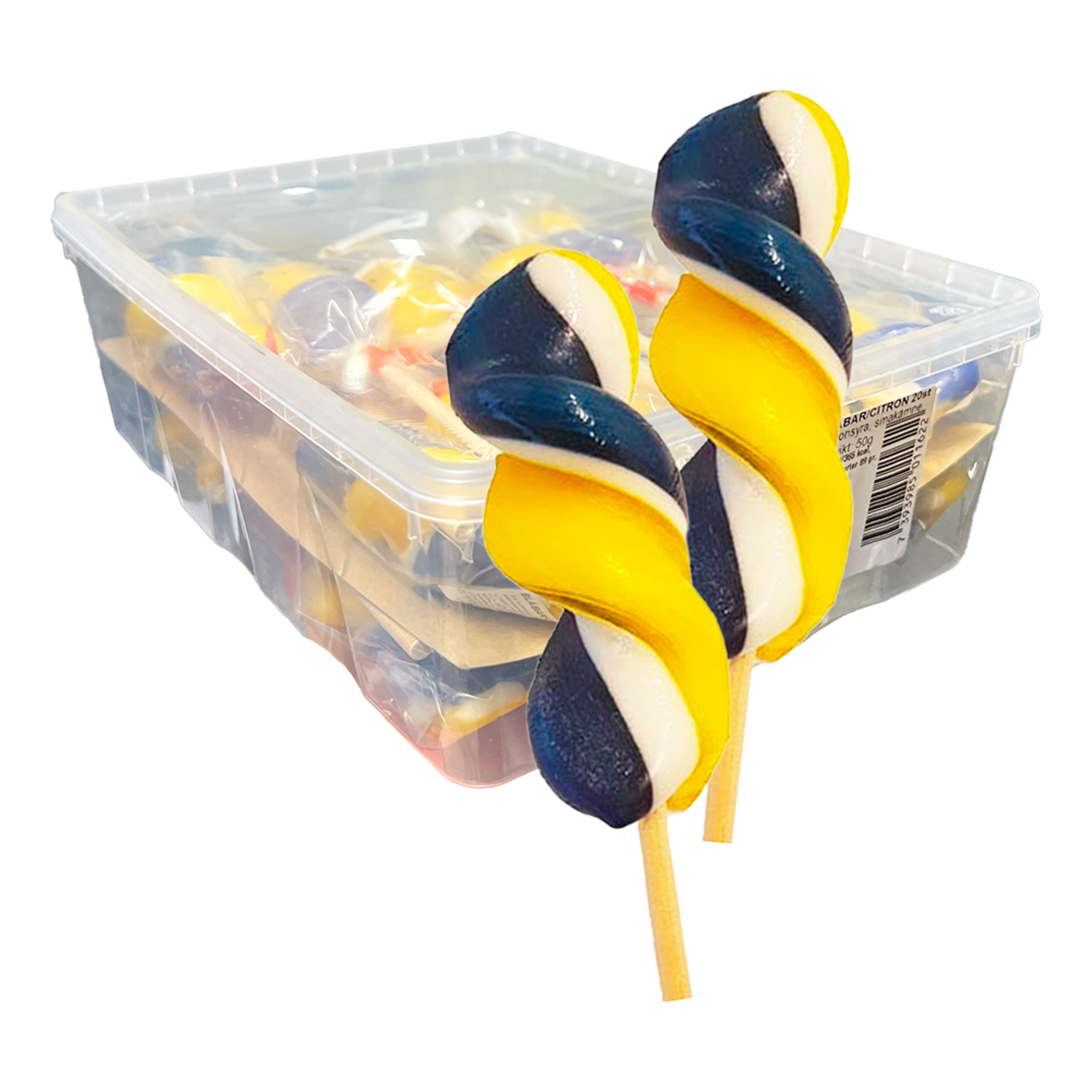 Spiralklubba Blåbär/Citron Storpack - 20-pack