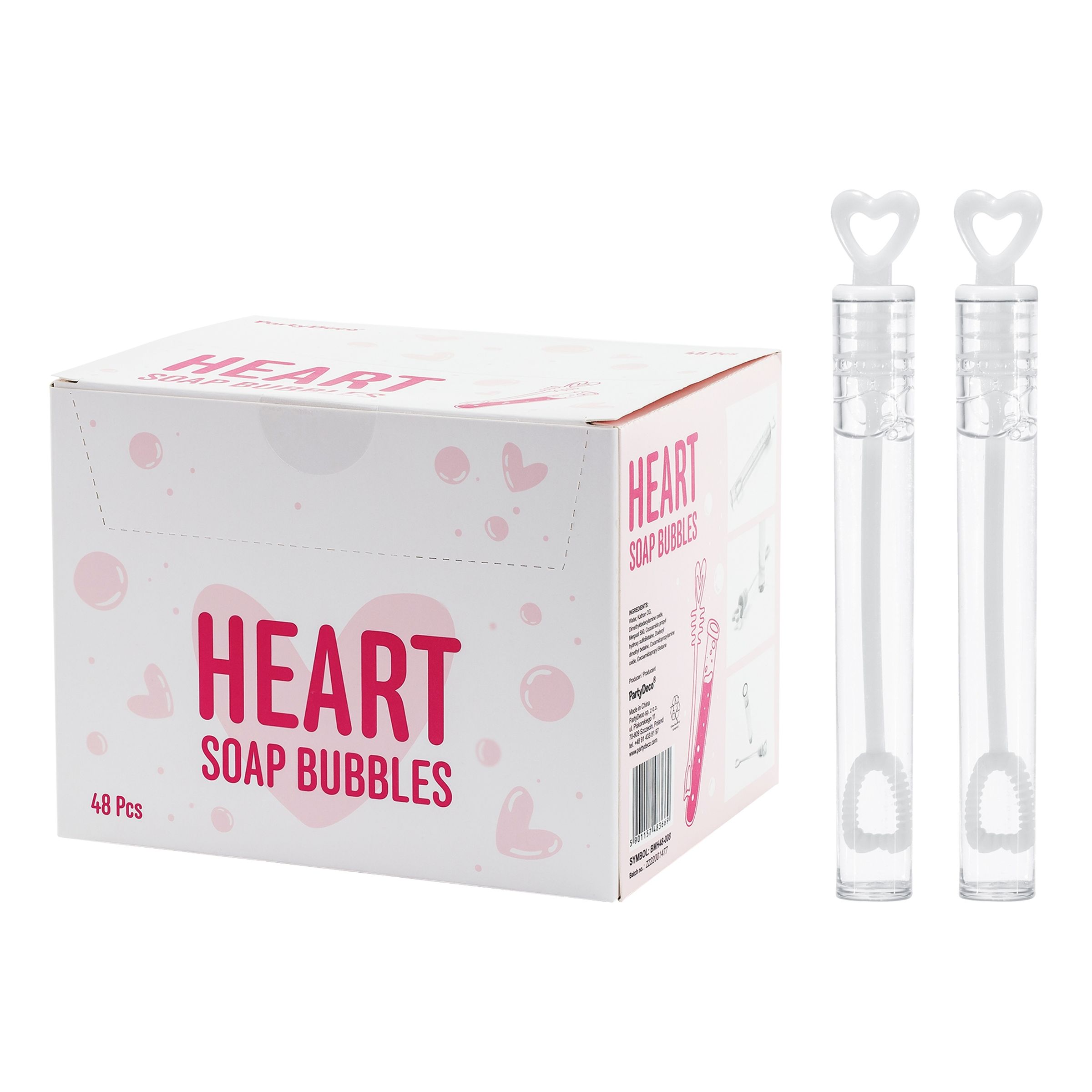 Bröllopsbubblor Hjärta Vit - 48-pack