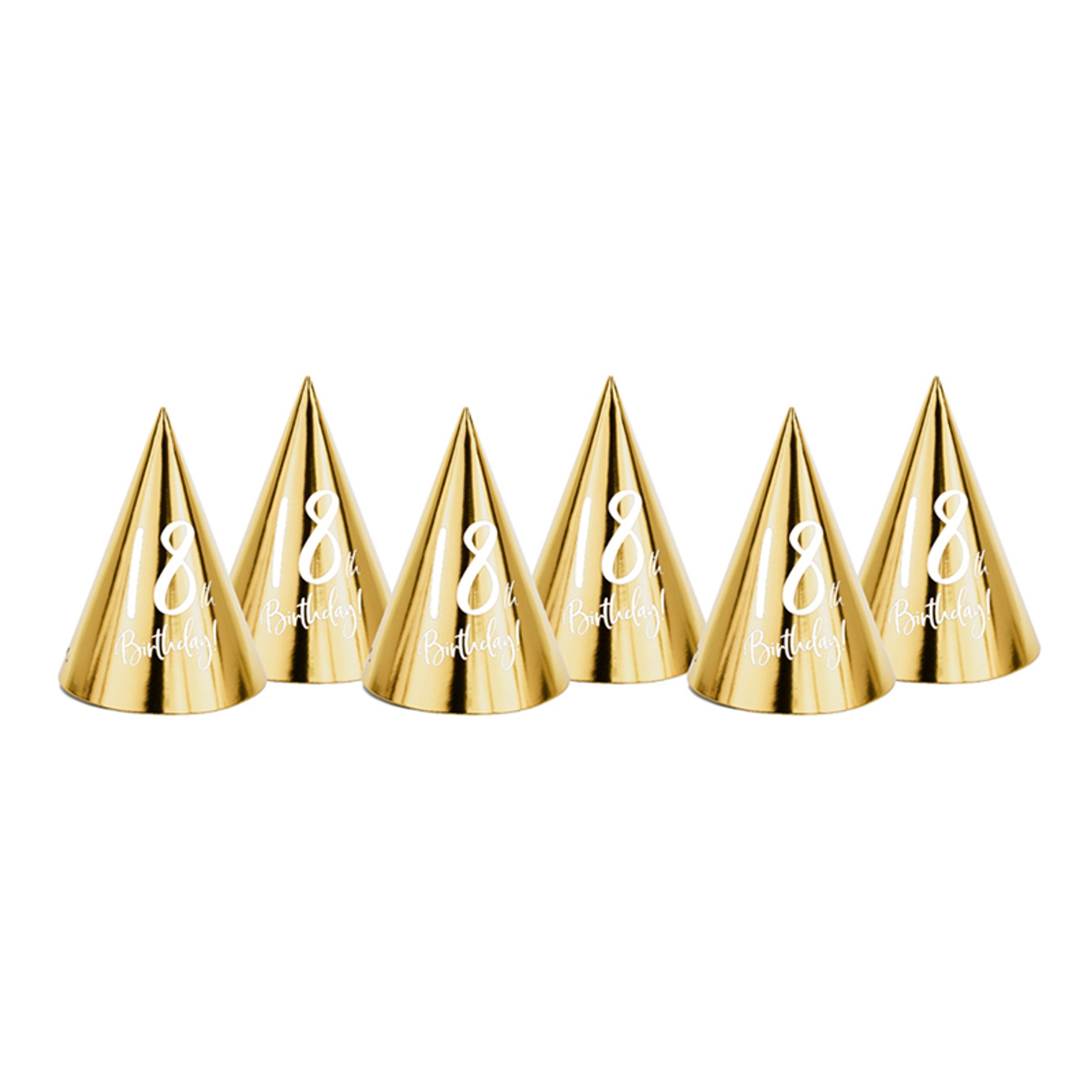 Partyhattar 18th Birthday Guld Metallic - 6-pack