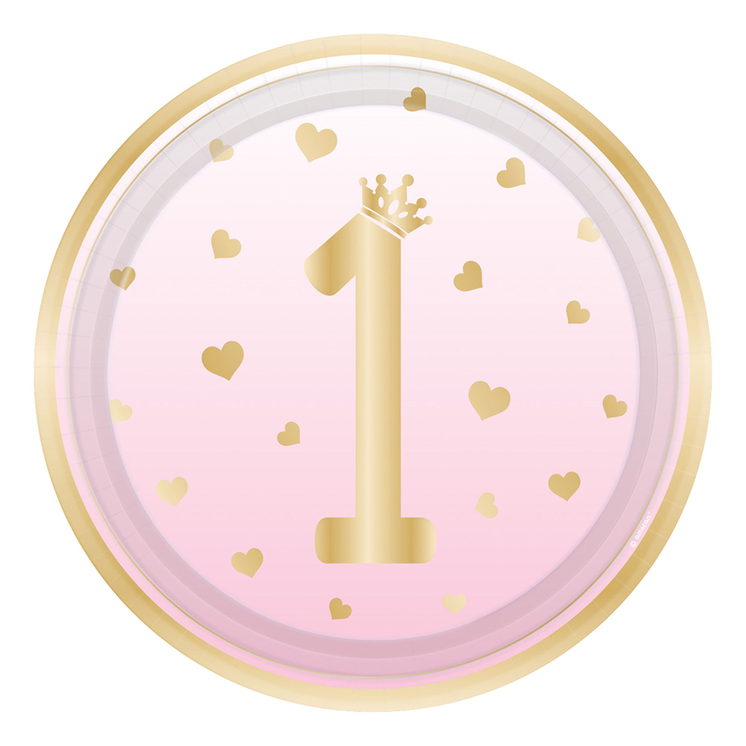 Papperstallrikar 1st Birthday Rosa - 8-pack