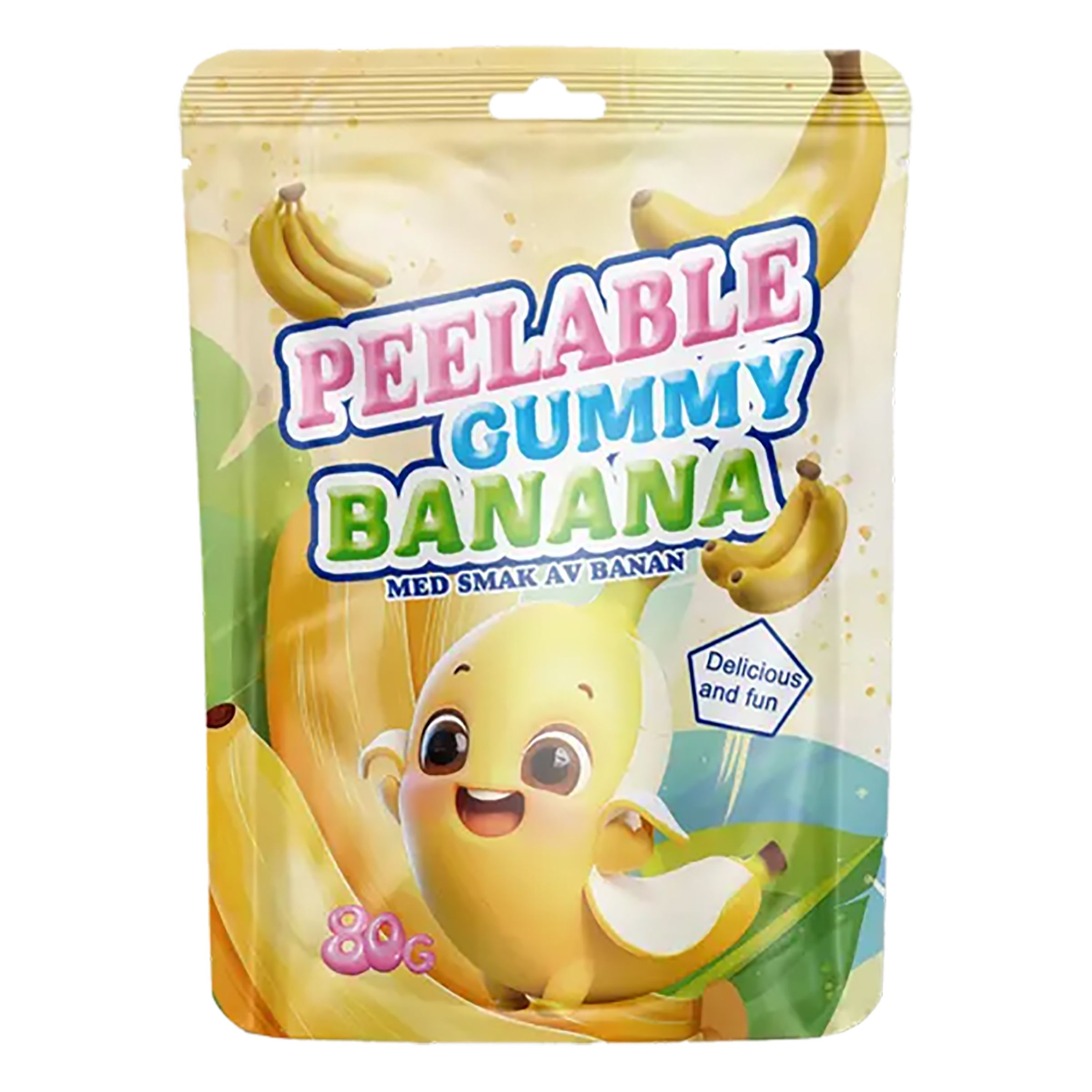 Peelable Gummy Banana Gelégodis - 80 gram