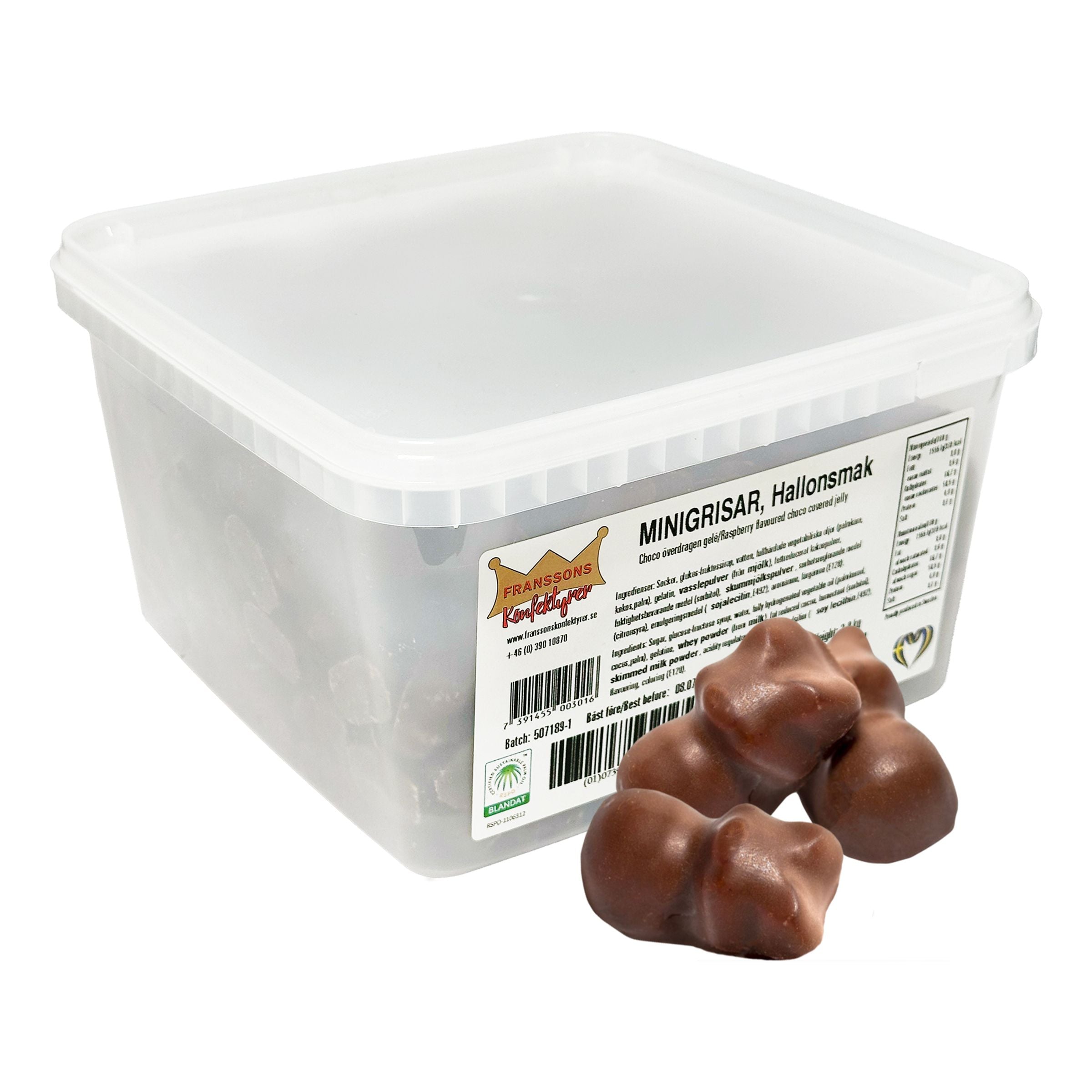 Choklad Minigrisar Hallon Storpack - 2 kg