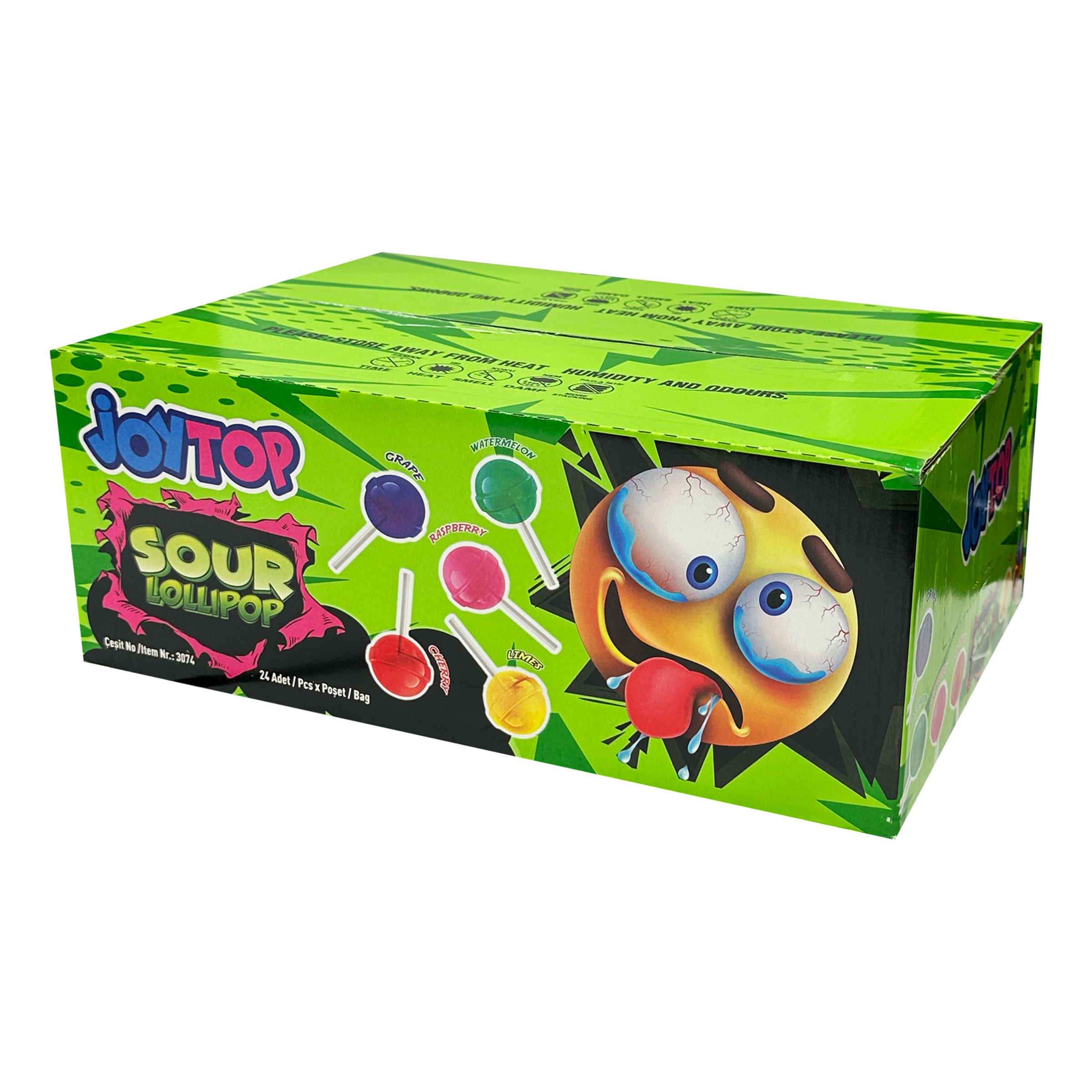 JoyTop Sour Lollipop Smiley Storpack - 24 x 88 g