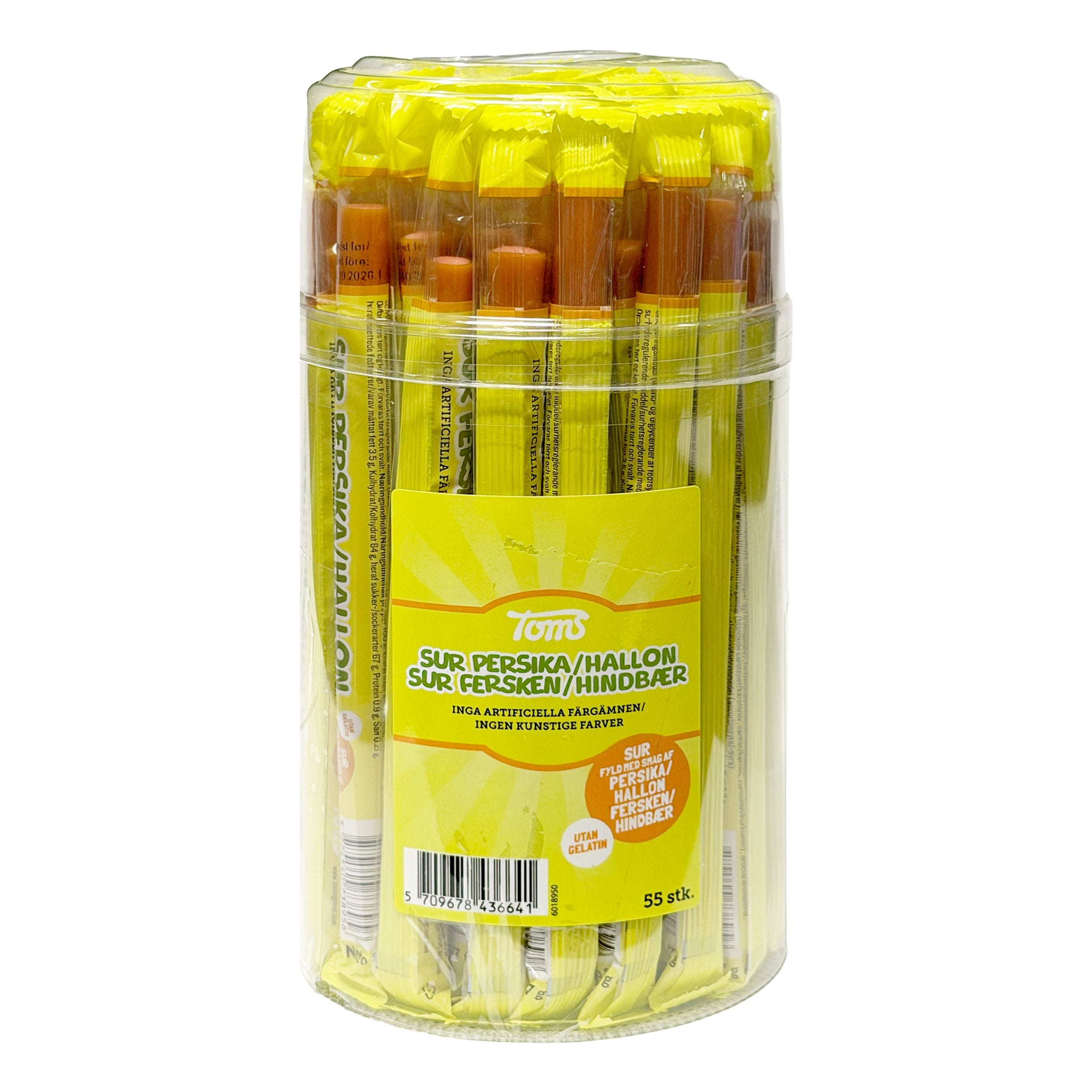 Pingvinstång Sur Persika/Hallon Storpack - 55 x 27 g