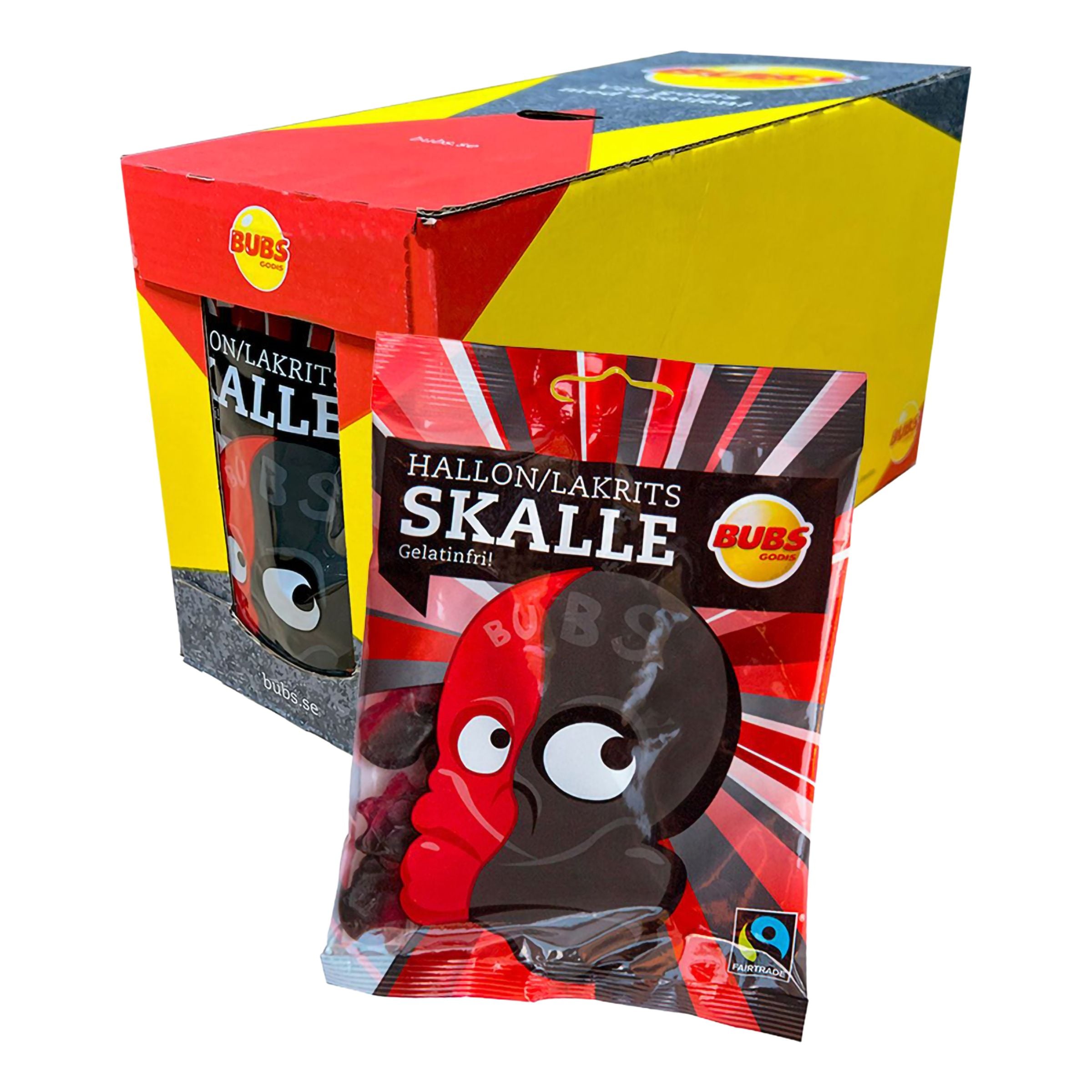 BUBS Raspberry Salty Licorice Skalle Storpack - 16 x 90 g